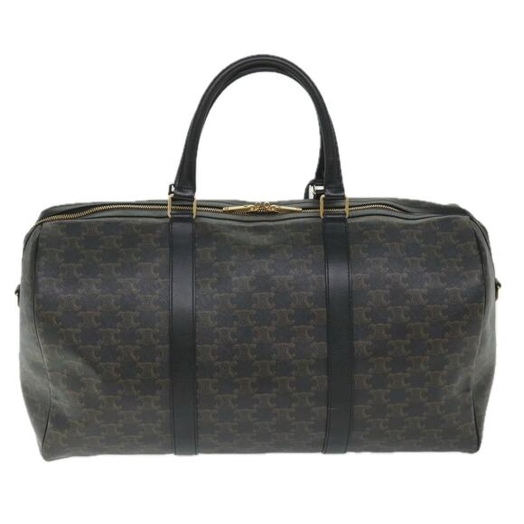 CELINE Triomphe Canvas Boston Bag Pvc Leather Black - Picture 3 of 12